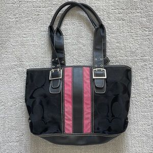 Coach handbag pink and black